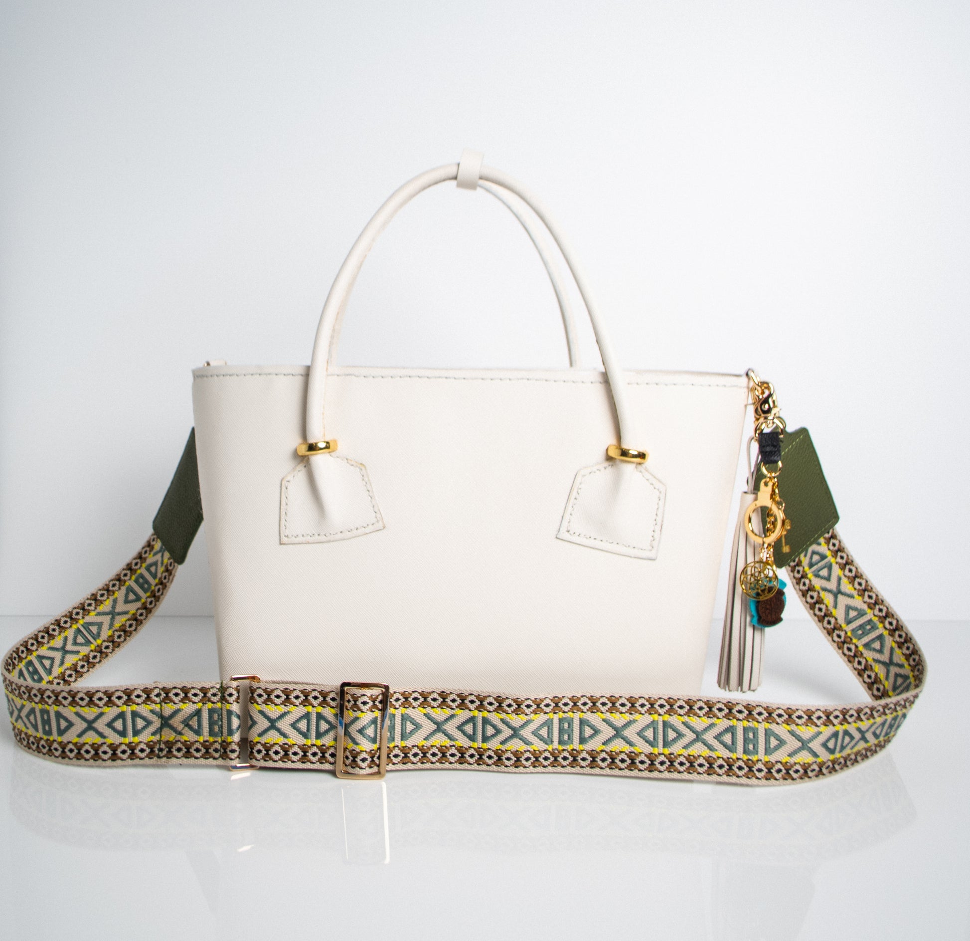 Ethnic inspired handbag strap for crossbody bags