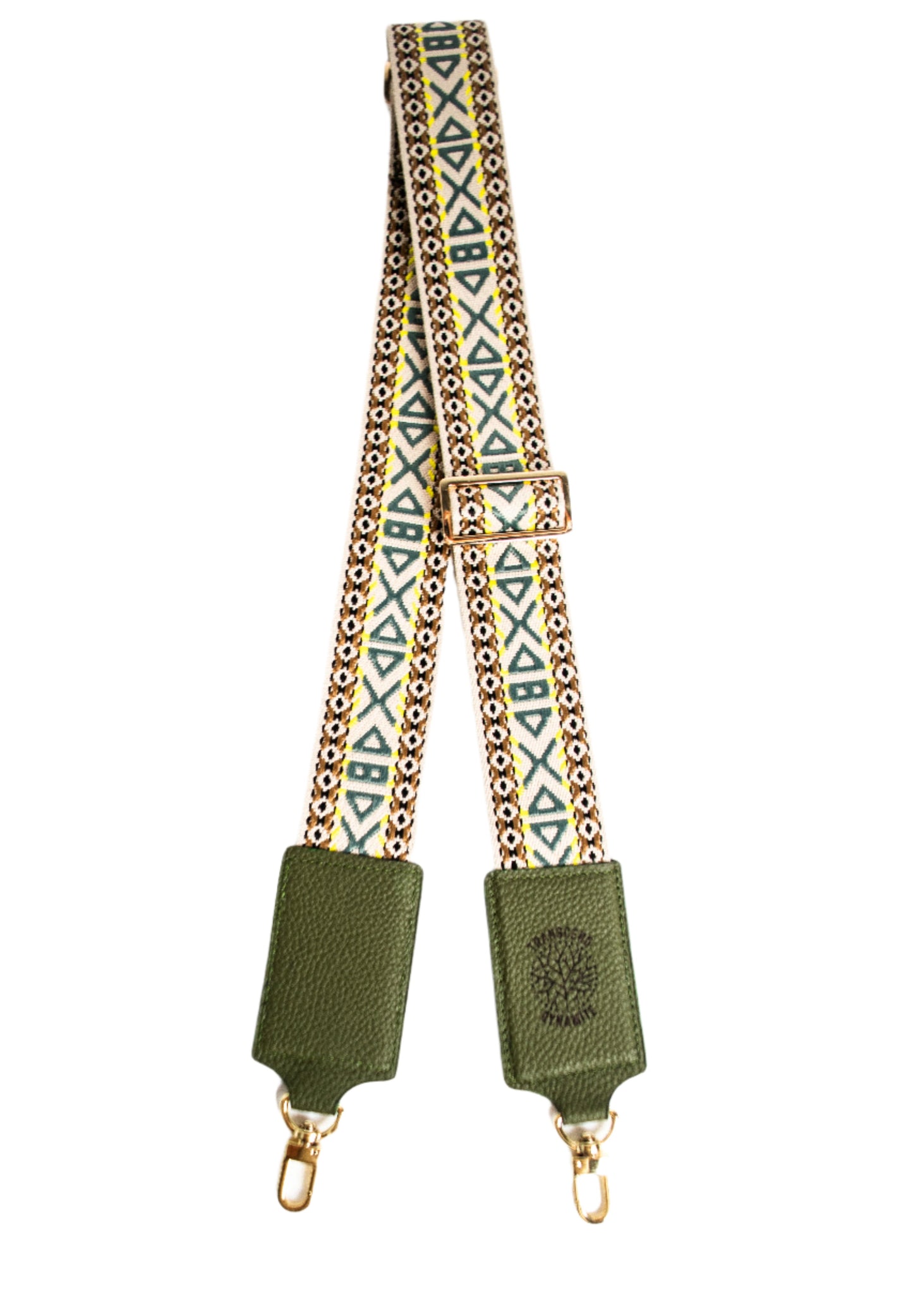 Green and cream handbag strap